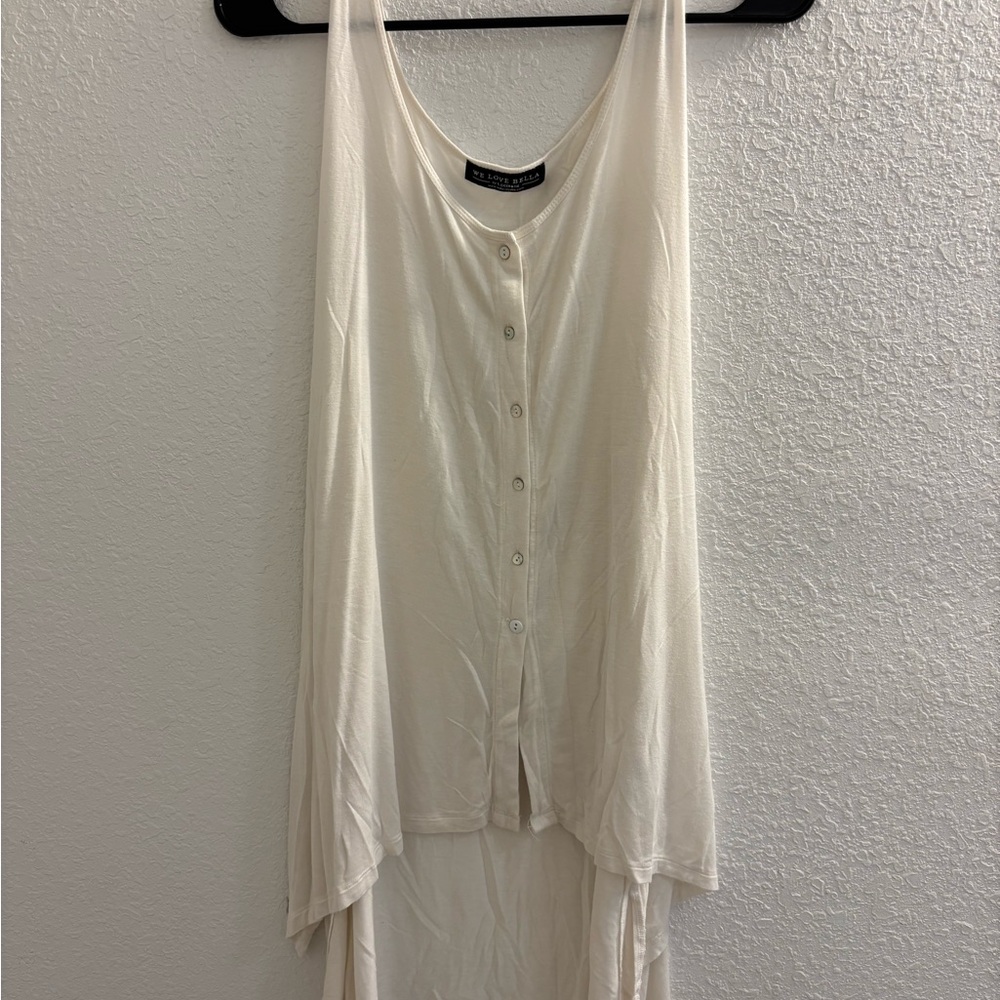Cream Sleeveless Button-Down Top